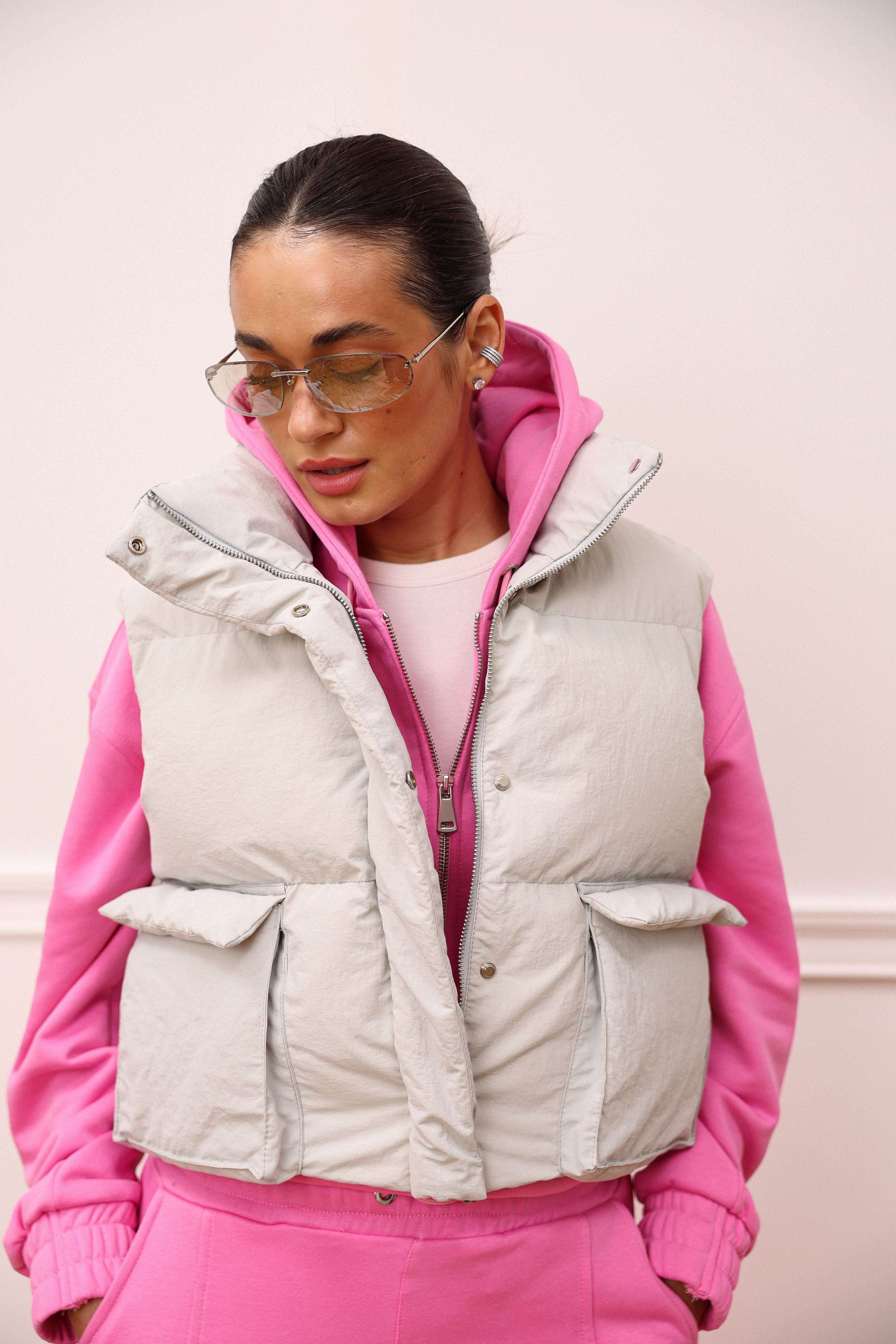 Women's Cropped Insulated Puffer Vest in product, alternate view