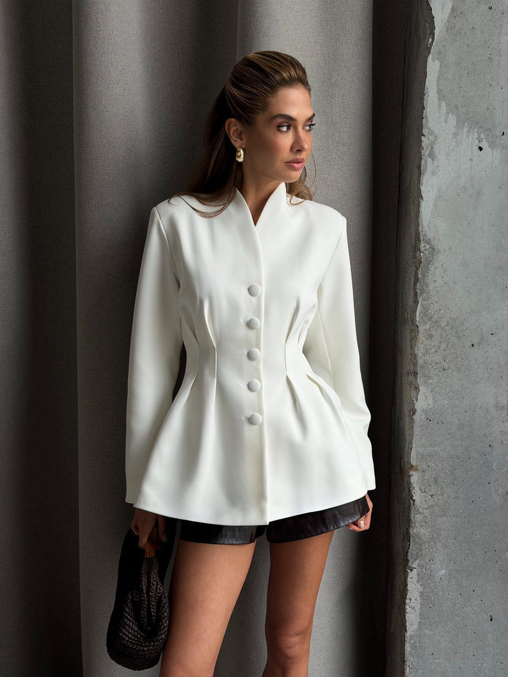 Women's Structured Wool-Blend Tailored Blazer in product, alternate view