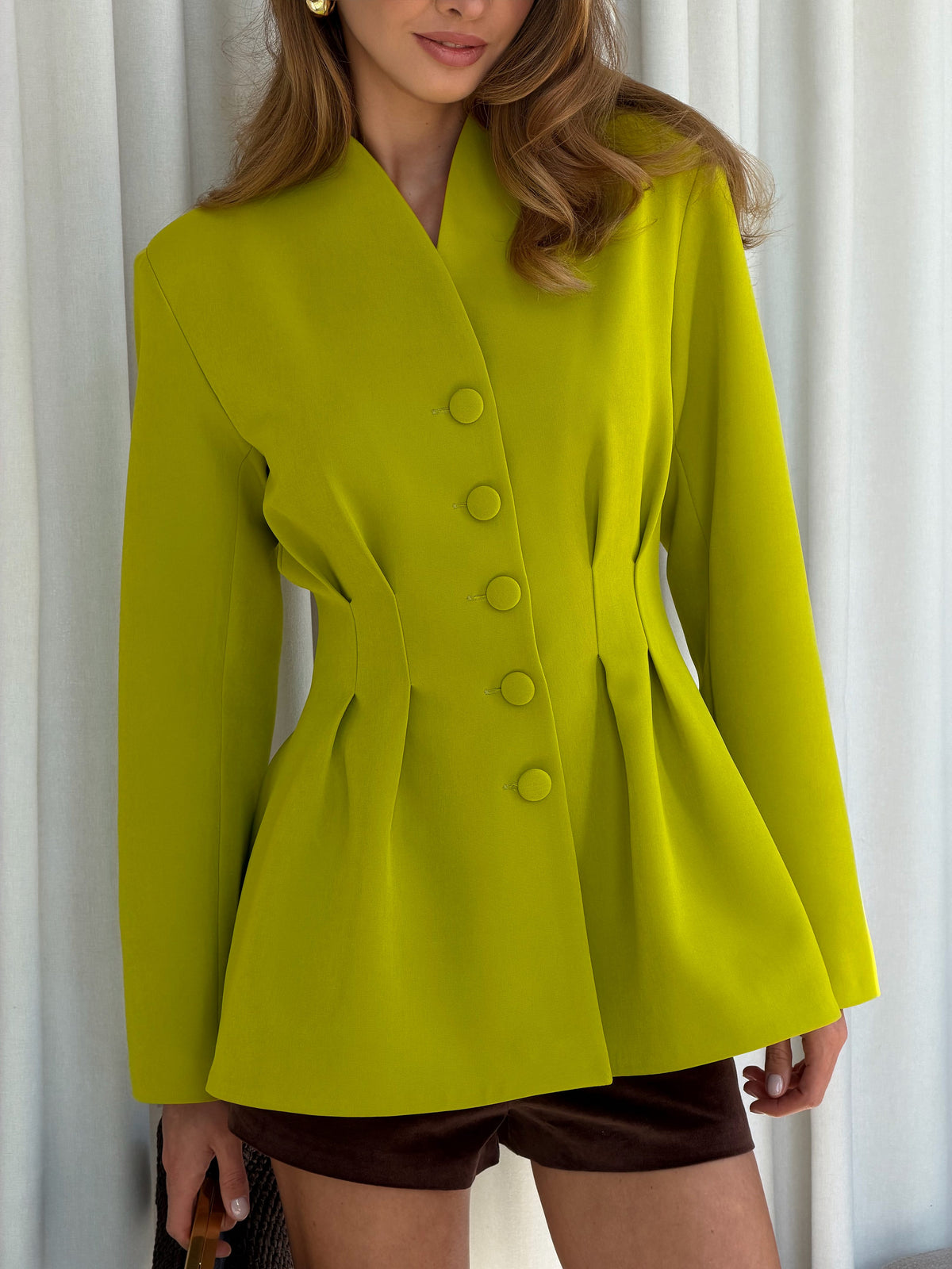 Women's Structured Wool-Blend Tailored Blazer in product, alternate view
