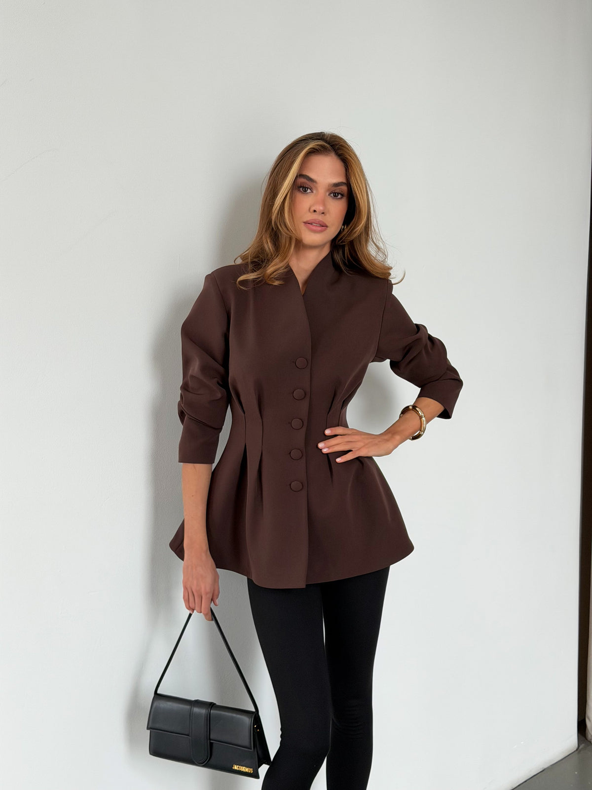 Women's Structured Wool-Blend Tailored Blazer in product, alternate view