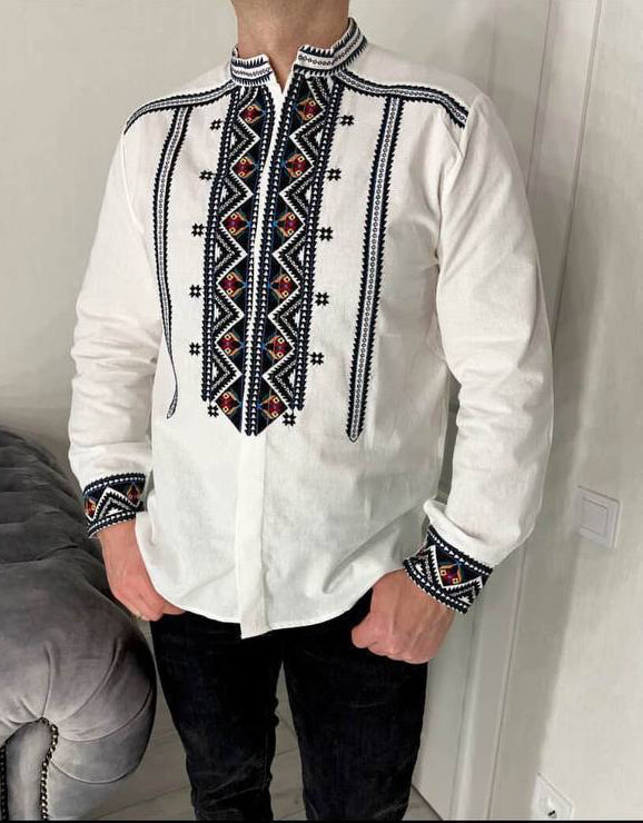 Men's Button-Up Embroidered Vyshyvanka Shirt - Matching Couple Style