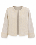 Women's Light Beige Embroidered Jacket - Open Front Vyshyvanka Style