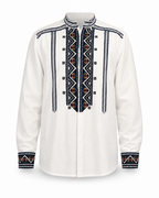 Men's Button-Up Embroidered Vyshyvanka Shirt - Matching Couple Style