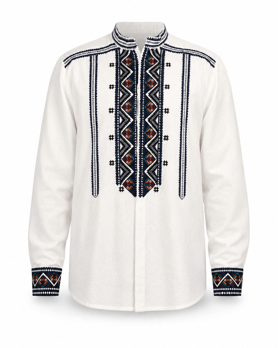 Men's Button-Up Embroidered Vyshyvanka Shirt - Matching Couple Style