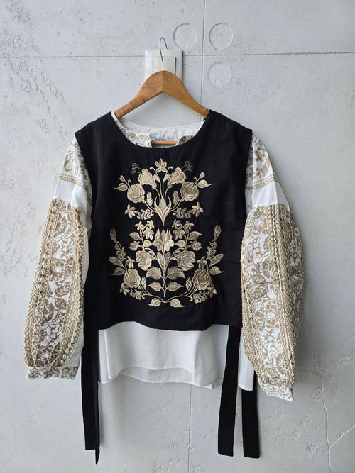 Embroidered Vest - Manishka Tie Vest
