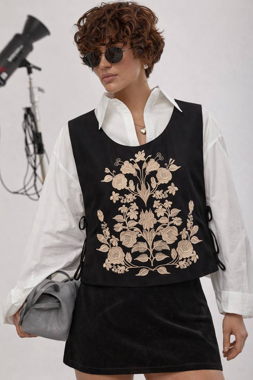 Embroidered Tie Vest (Manishka)