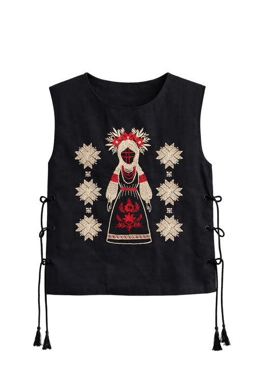 Embroidered Vest - Manishka Tie Vest