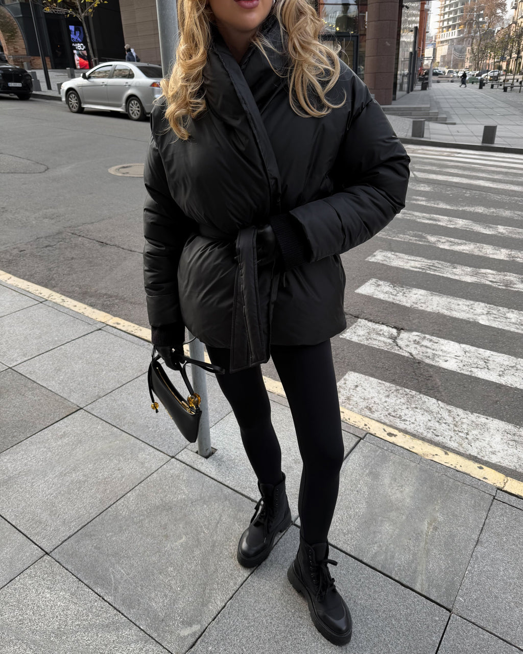 Women's Belted Winter Puffer Coat, alternate product view
