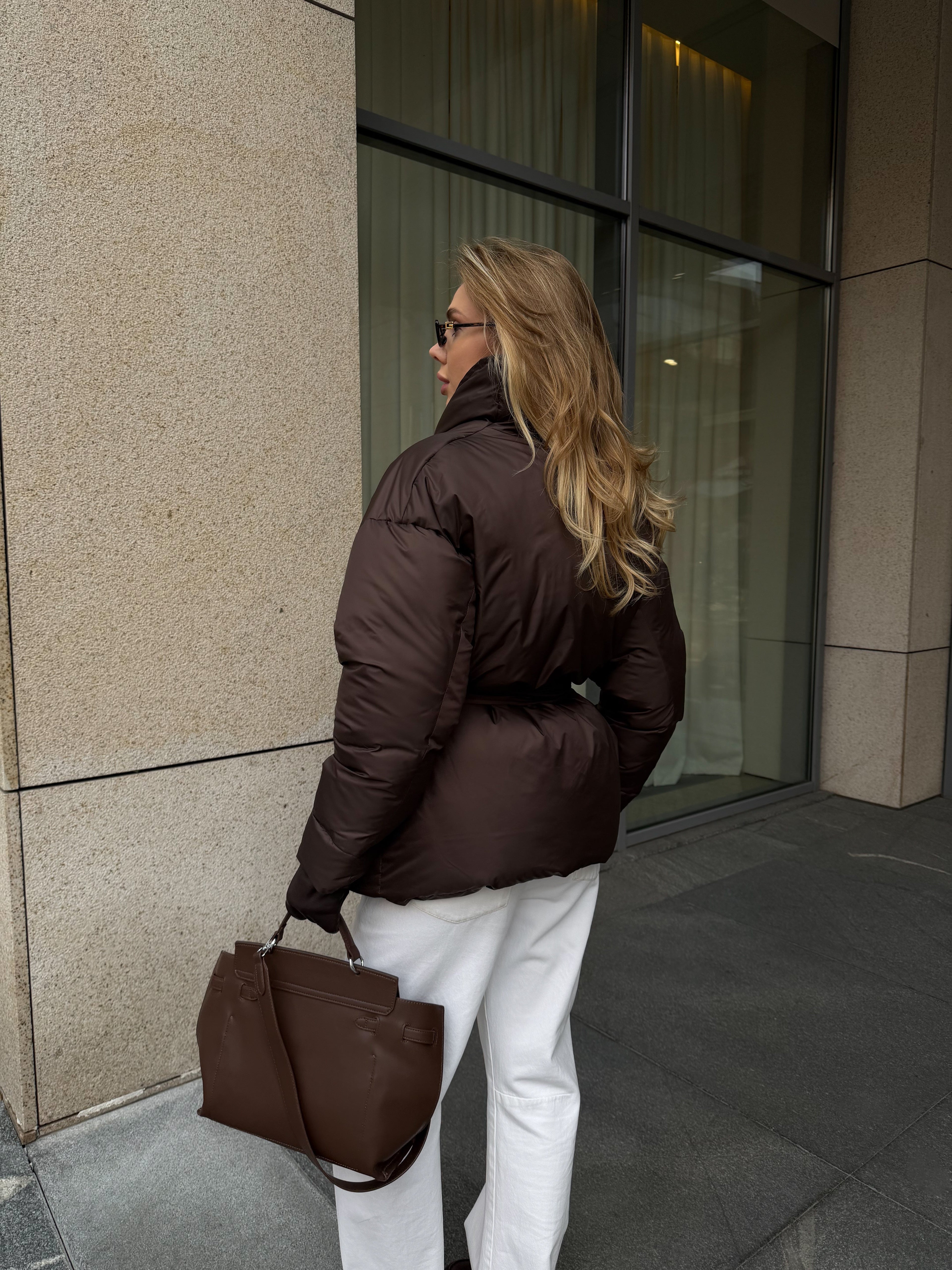 Women's Belted Winter Puffer Coat, alternate product view