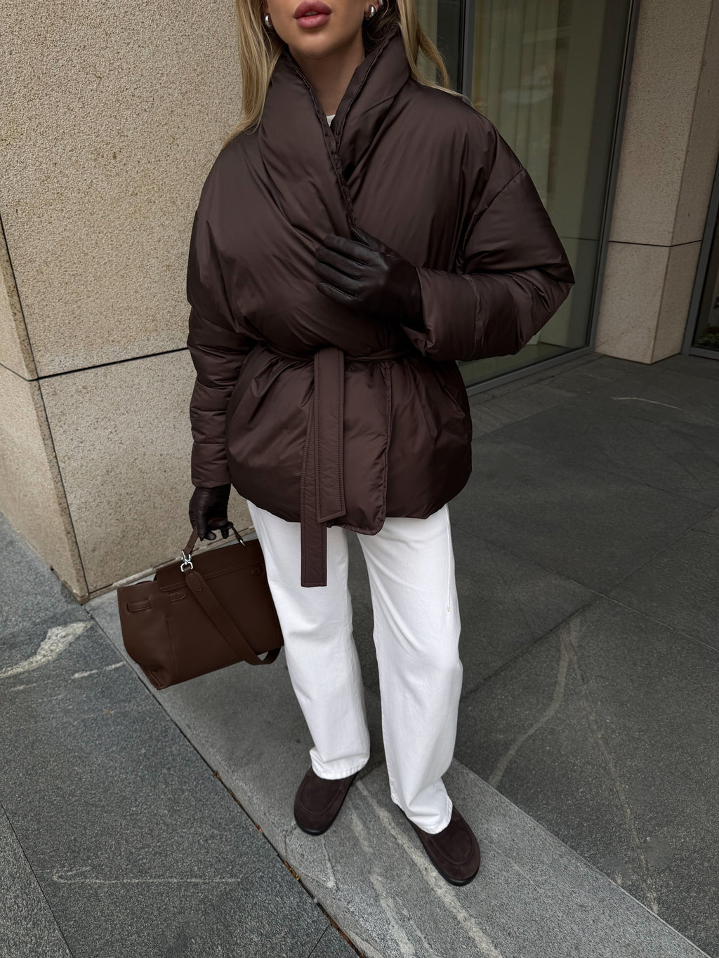 Women's Belted Winter Puffer Coat, alternate product view