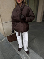 Women's Belted Winter Puffer Coat, alternate product view
