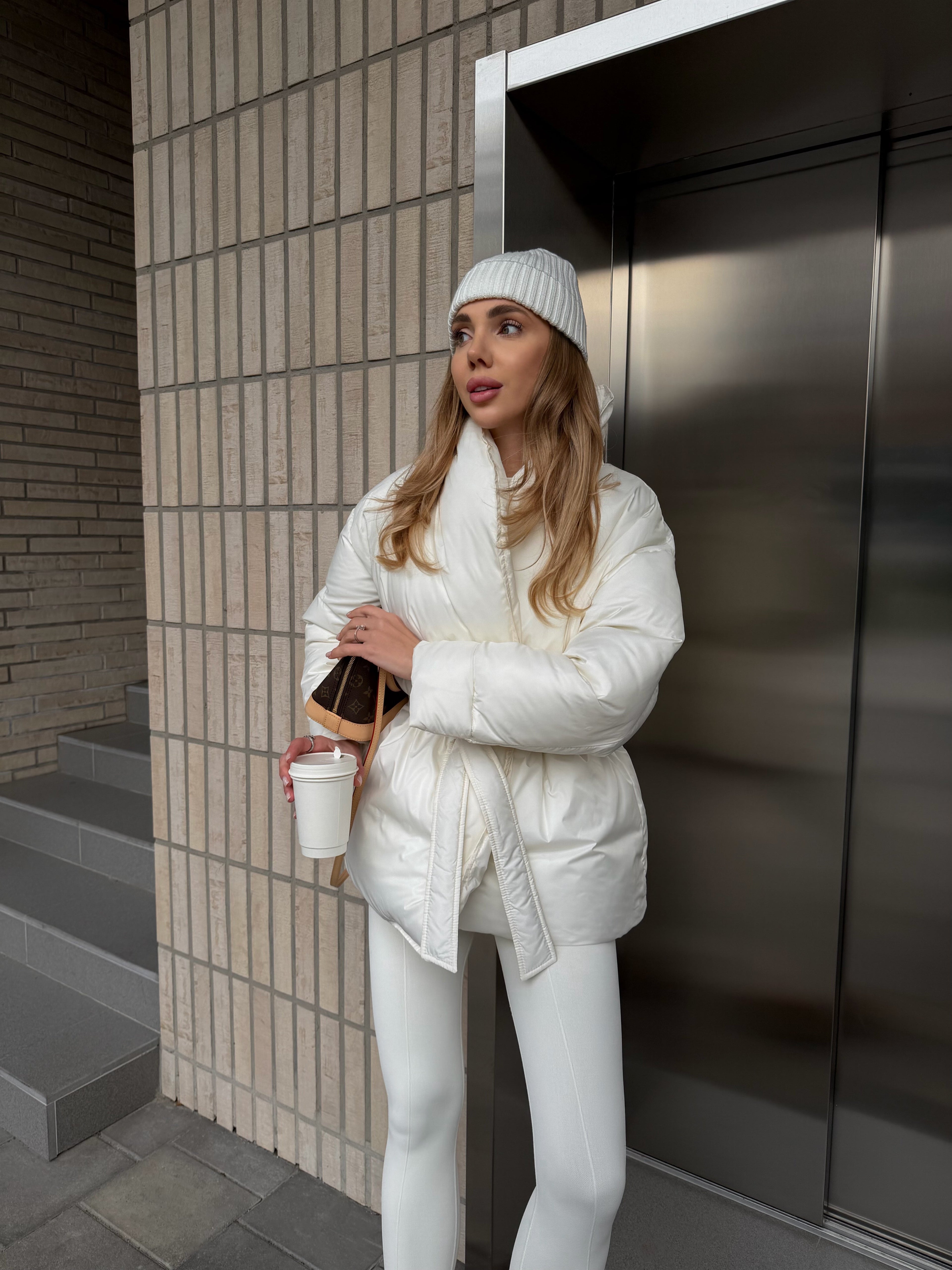 Women's Belted Winter Puffer Coat, alternate product view