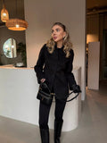 Women's Belted Tailored Coat in black, main view