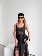 Women's Asymmetric Dress Gloria — Premium Satin & Lace