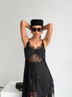 Women's Asymmetric Dress Gloria — Premium Satin & Lace