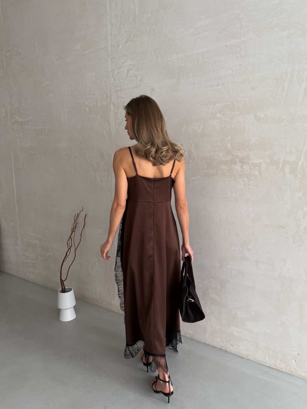 Women's Asymmetric Dress Gloria — Premium Satin & Lace