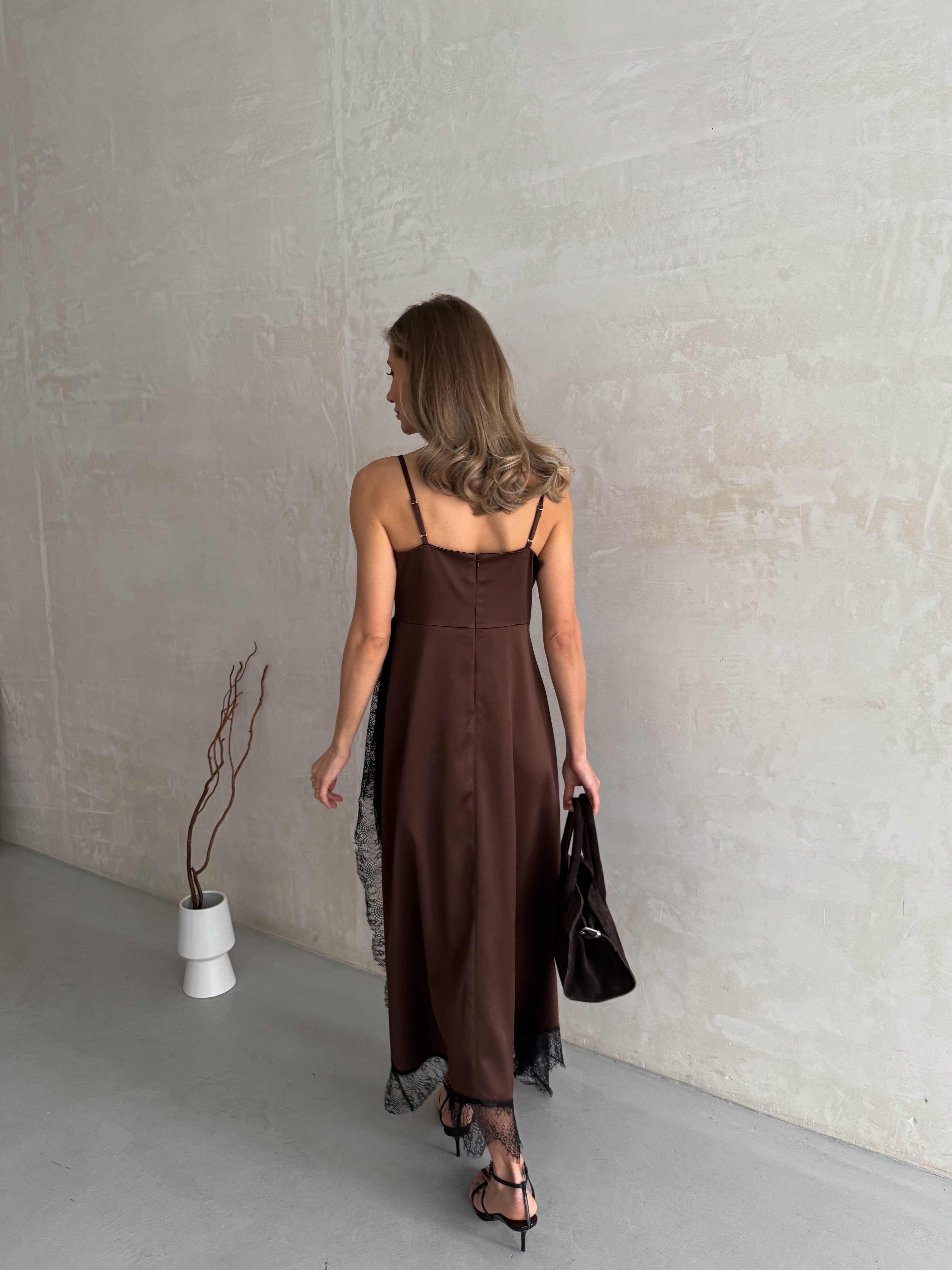 Women's Asymmetric Dress Gloria — Premium Satin & Lace