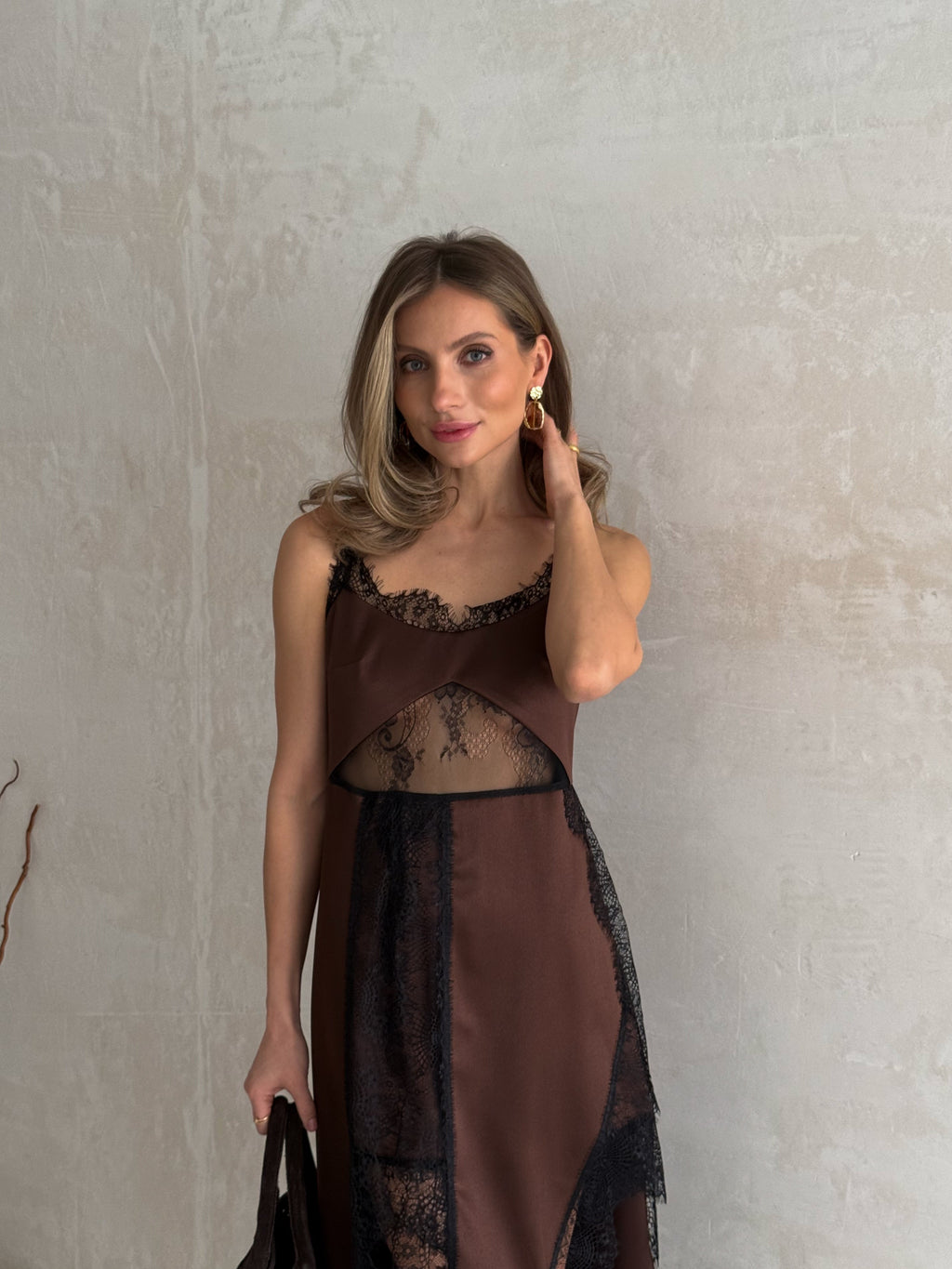 Women's Asymmetric Dress Gloria — Premium Satin & Lace
