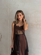 Women's Asymmetric Dress Gloria — Premium Satin & Lace