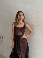 Women's Asymmetric Dress Gloria — Premium Satin & Lace