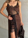 Women's Asymmetric Dress Gloria — Premium Satin & Lace
