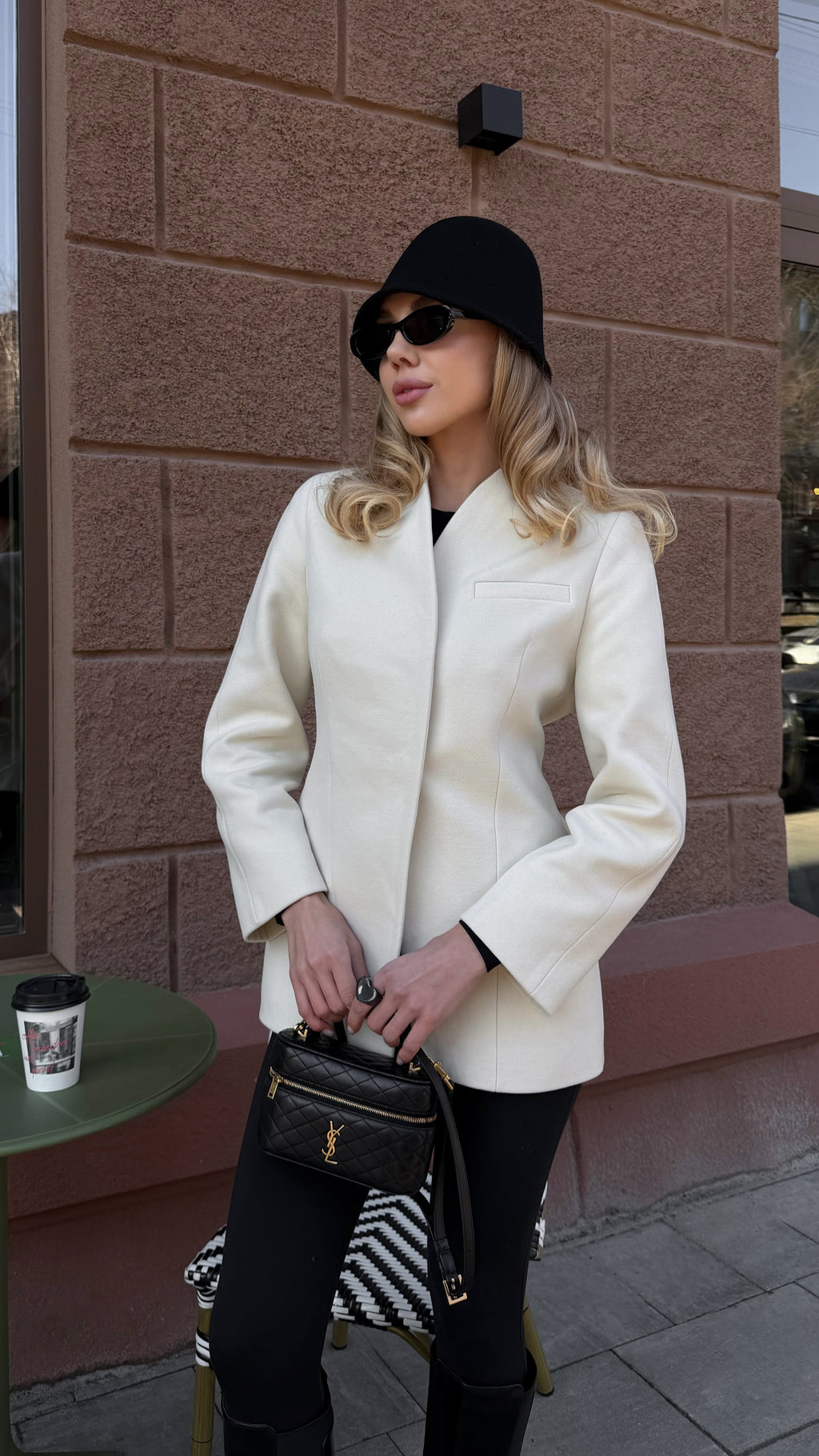 Women's Belted Tailored Coat in milk, main view