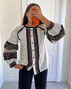 Geometric Classic Embroidered Blouse – Vyshyvanka – Women