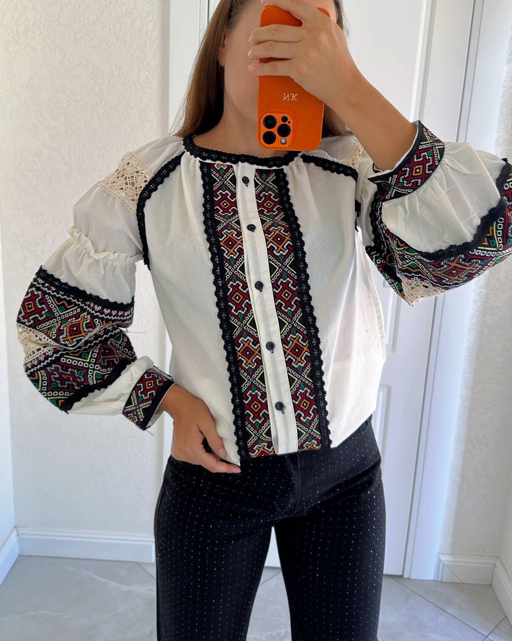 Geometric Classic Embroidered Blouse – Vyshyvanka – Women
