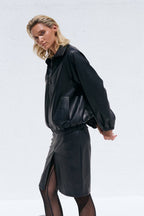 Oversized Eco Suede Bomber Jacket – Modern European Street Style