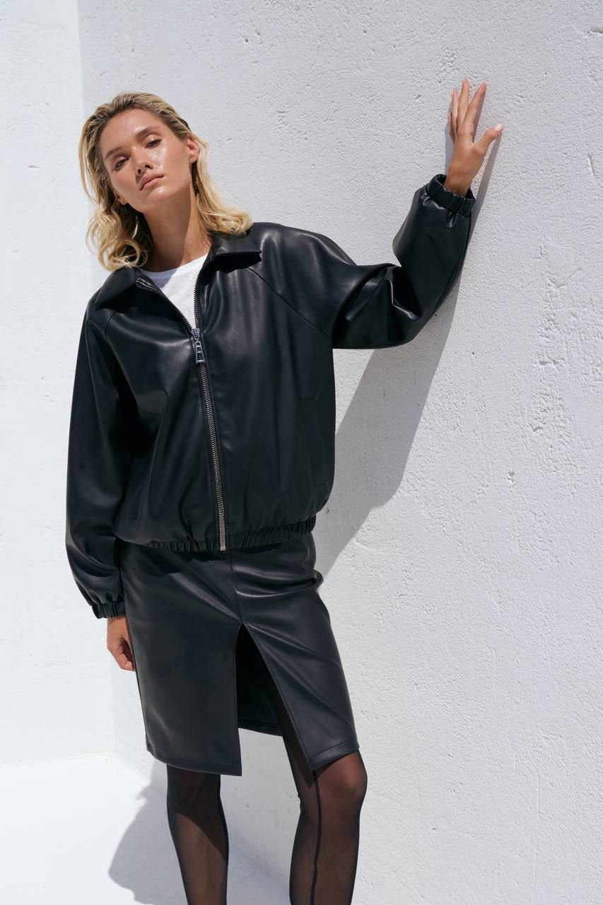 Oversized Eco Suede Bomber Jacket – Modern European Street Style