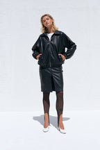 Oversized Eco Suede Bomber Jacket – Modern European Street Style