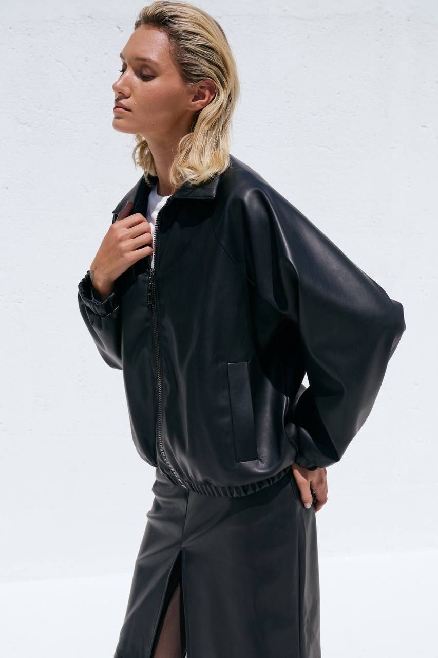 Oversized Eco Suede Bomber Jacket – Modern European Street Style