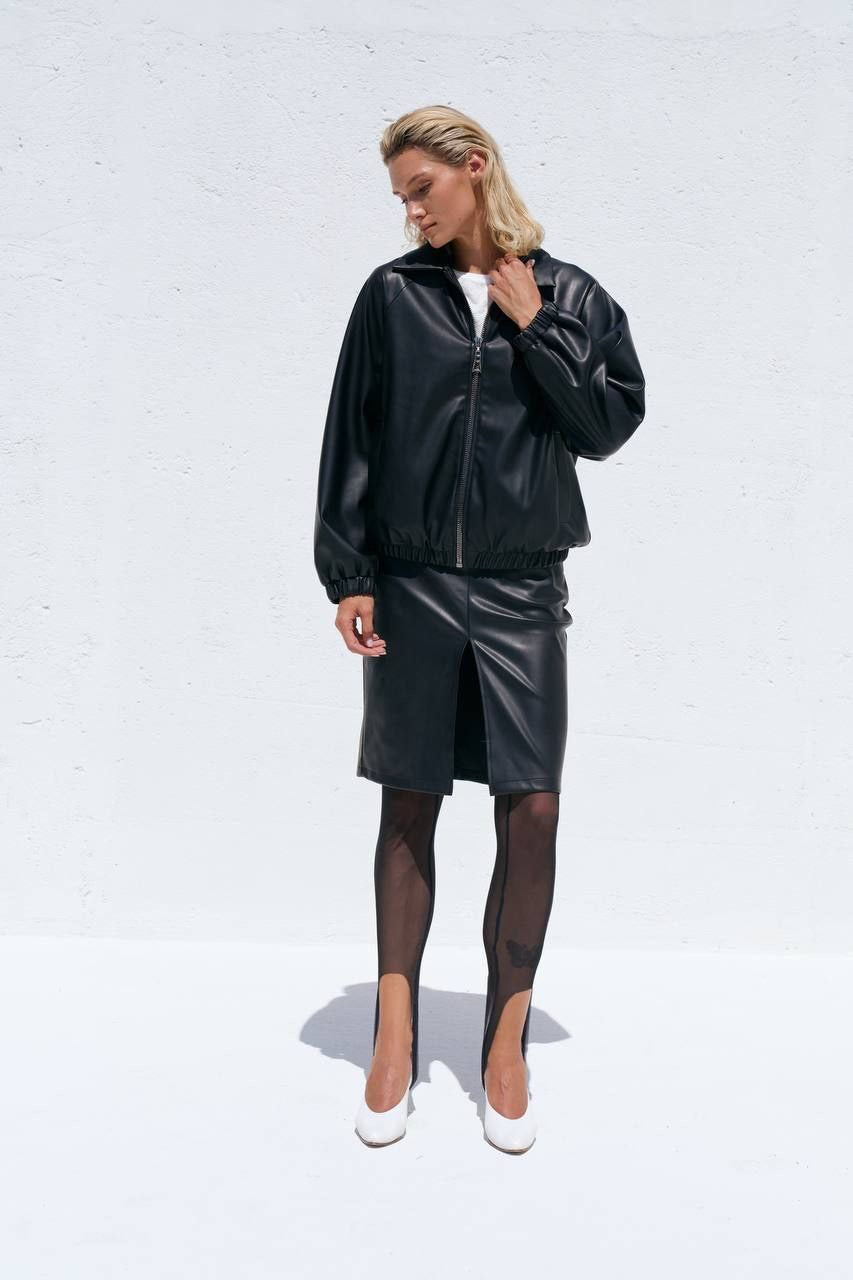 Oversized Eco Suede Bomber Jacket – Modern European Street Style