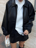 Oversized Eco Suede Bomber Jacket – Modern European Street Style