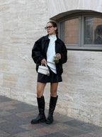 Oversized Eco Suede Bomber Jacket – Modern European Street Style