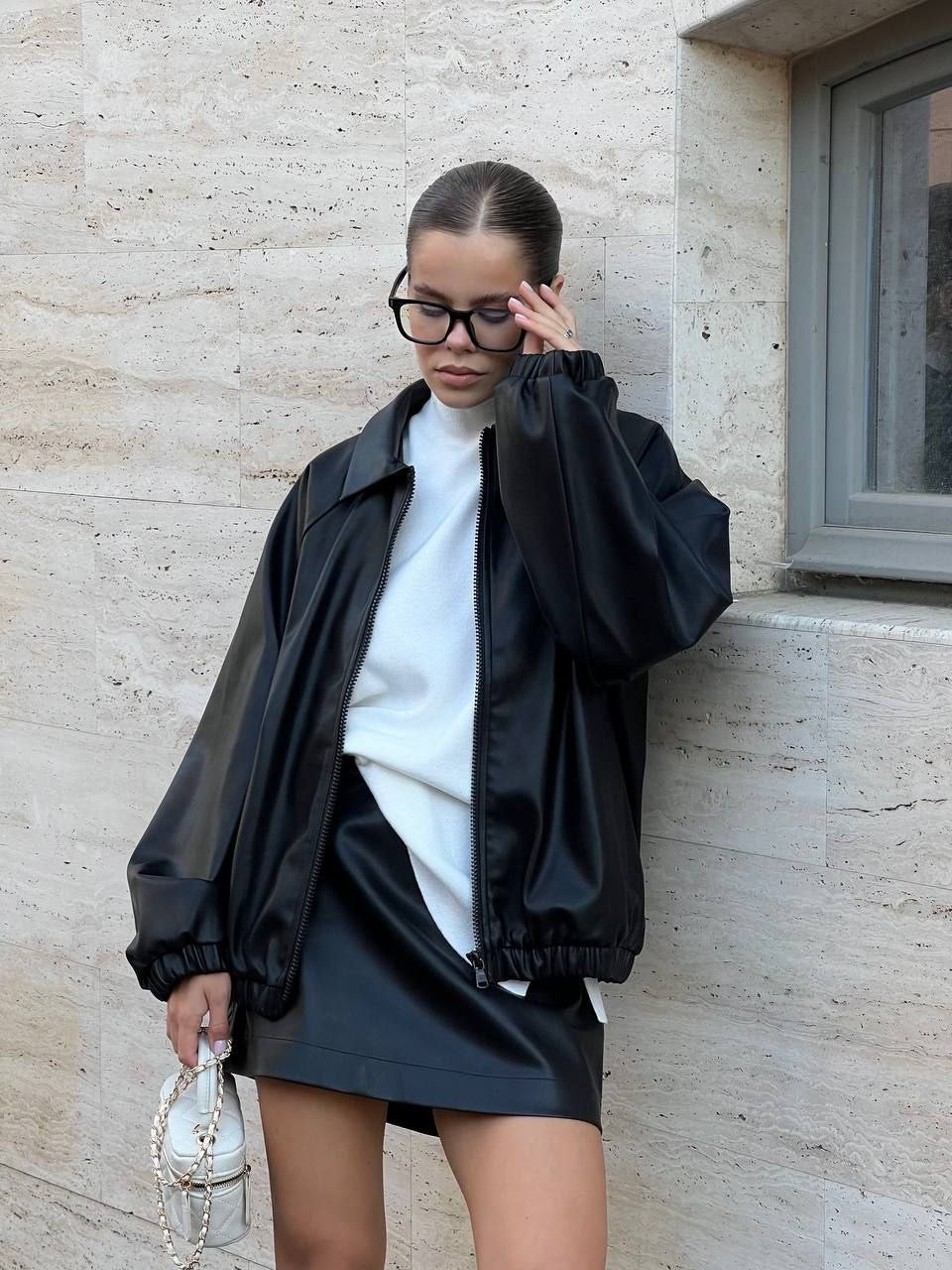 Oversized Eco Suede Bomber Jacket – Modern European Street Style