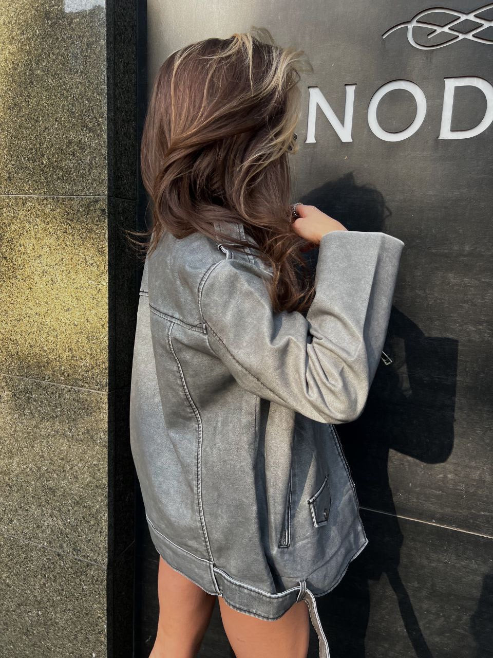 Long Eco Leather Moto Jacket – Sleek Extended-Fit Biker Jacket