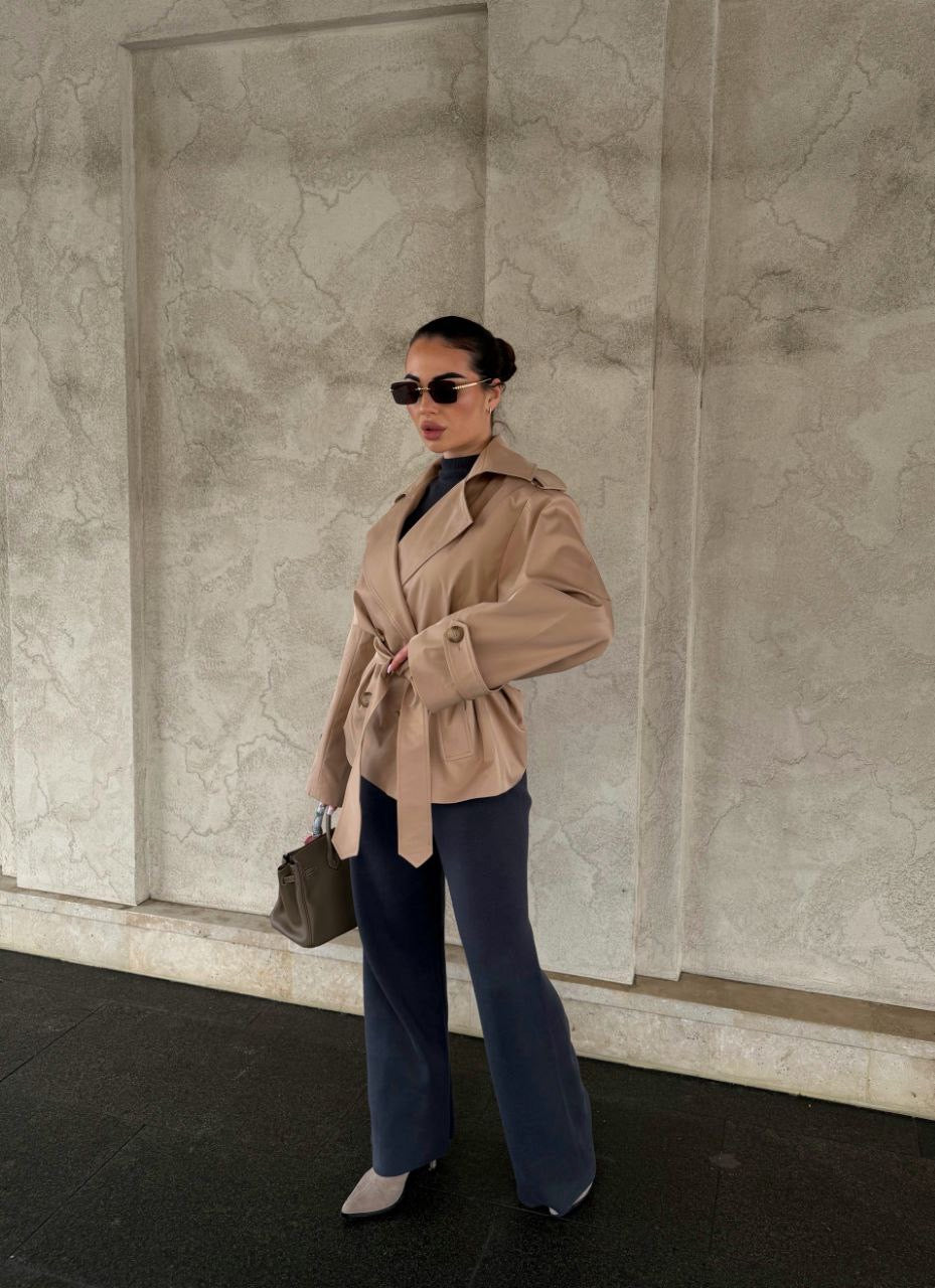 Cropped Trench Coat – Lightweight Beige Short Trench