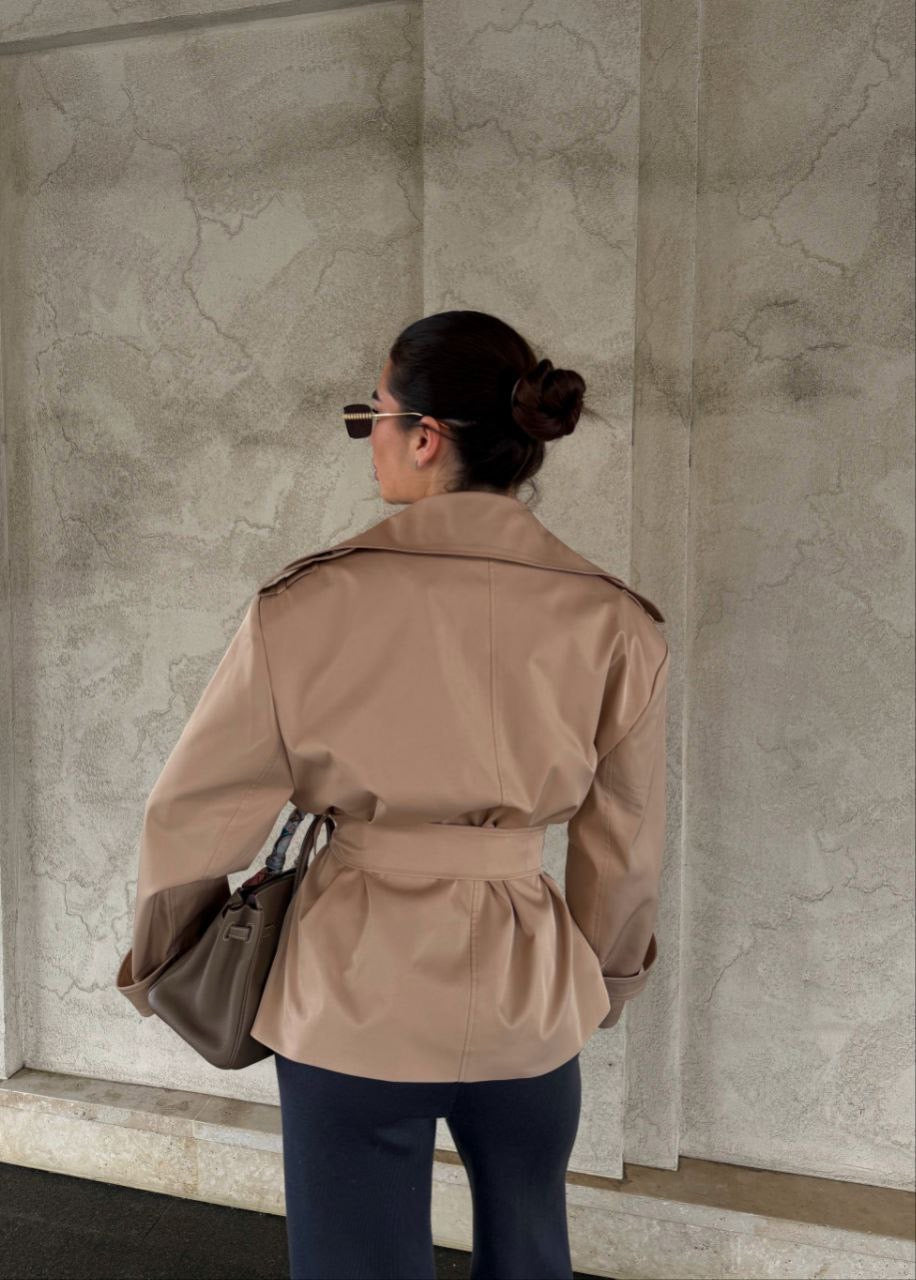 Cropped Trench Coat – Lightweight Beige Short Trench
