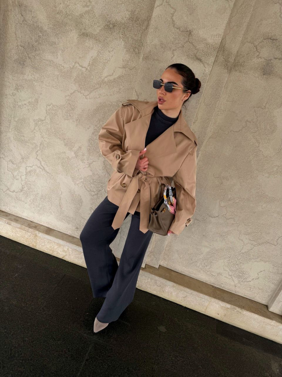 Cropped Trench Coat – Lightweight Beige Short Trench