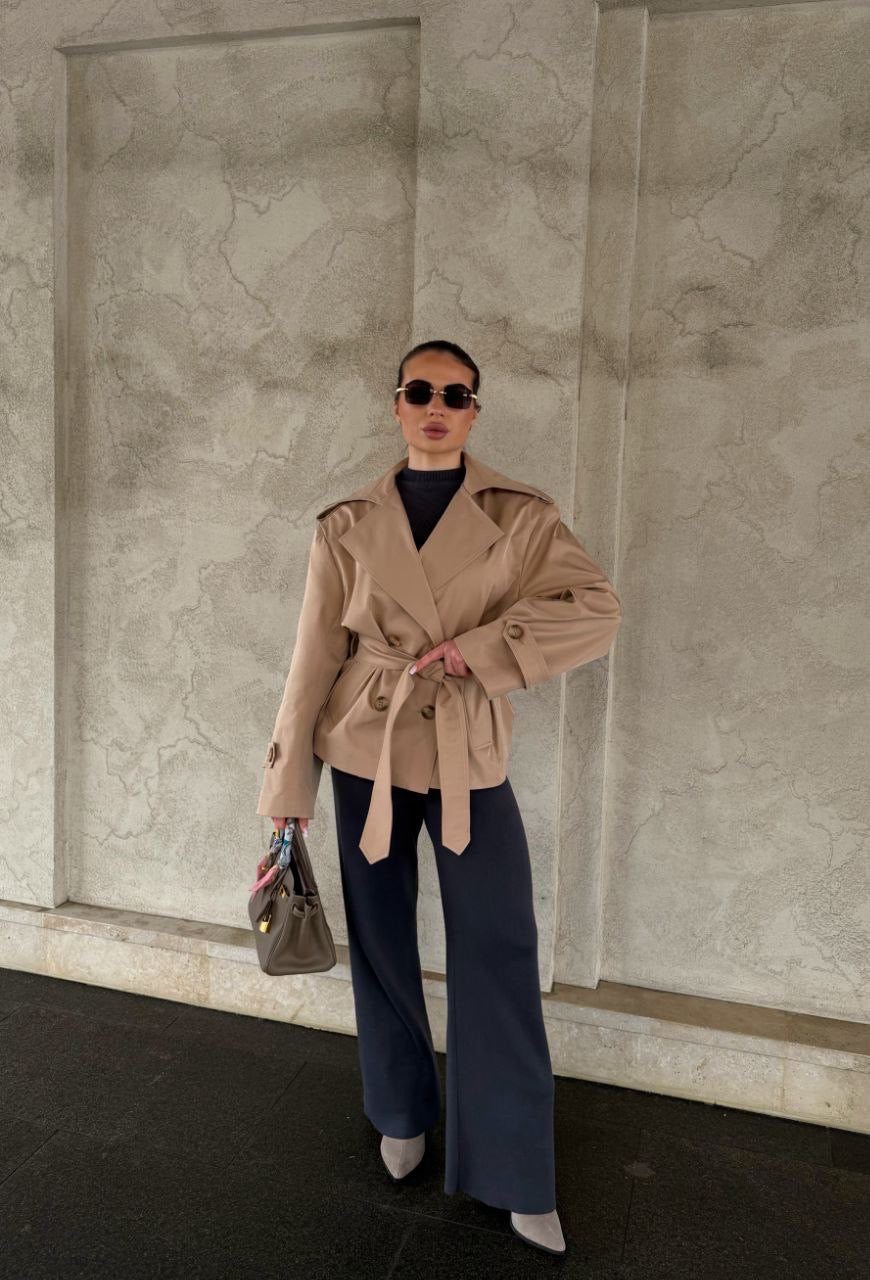 Cropped Trench Coat – Lightweight Beige Short Trench