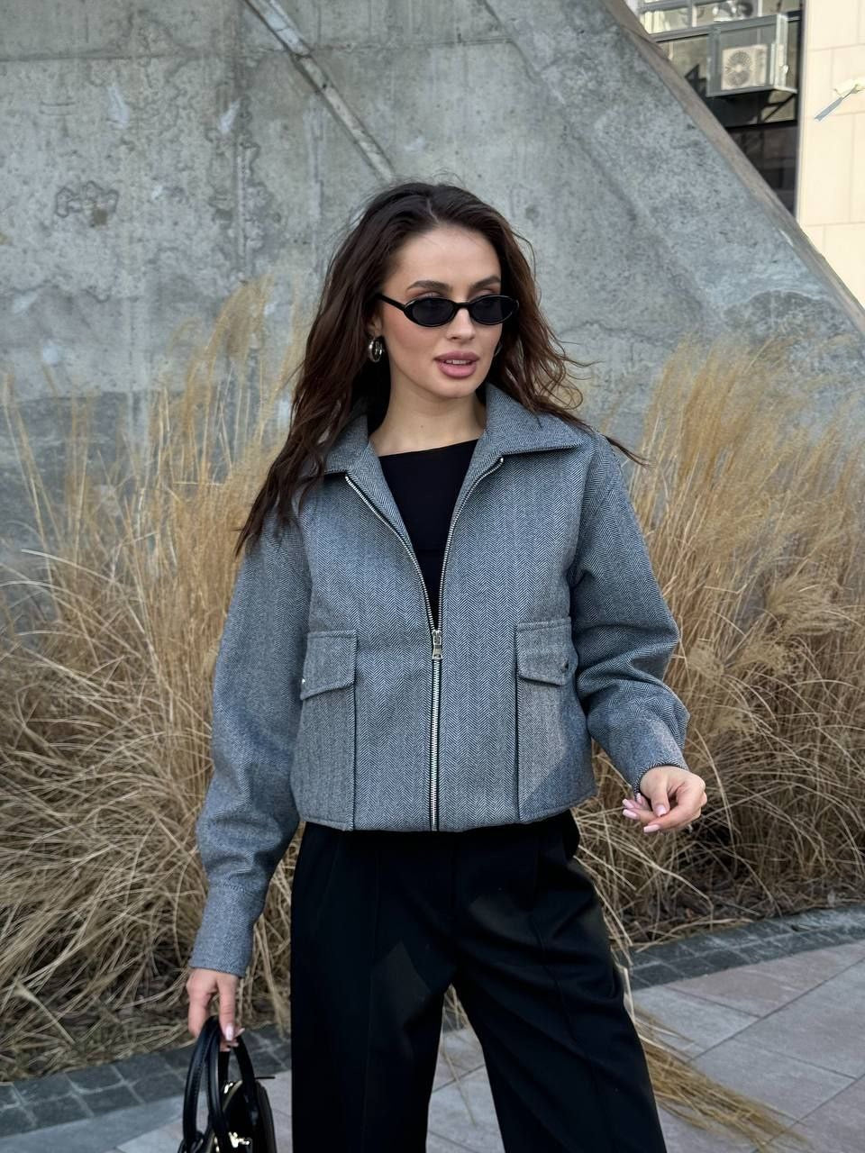 Azali Cashmere Bomber Jacket – Soft Structured Zip Jacket