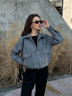 Azali Cashmere Bomber Jacket – Soft Structured Zip Jacket