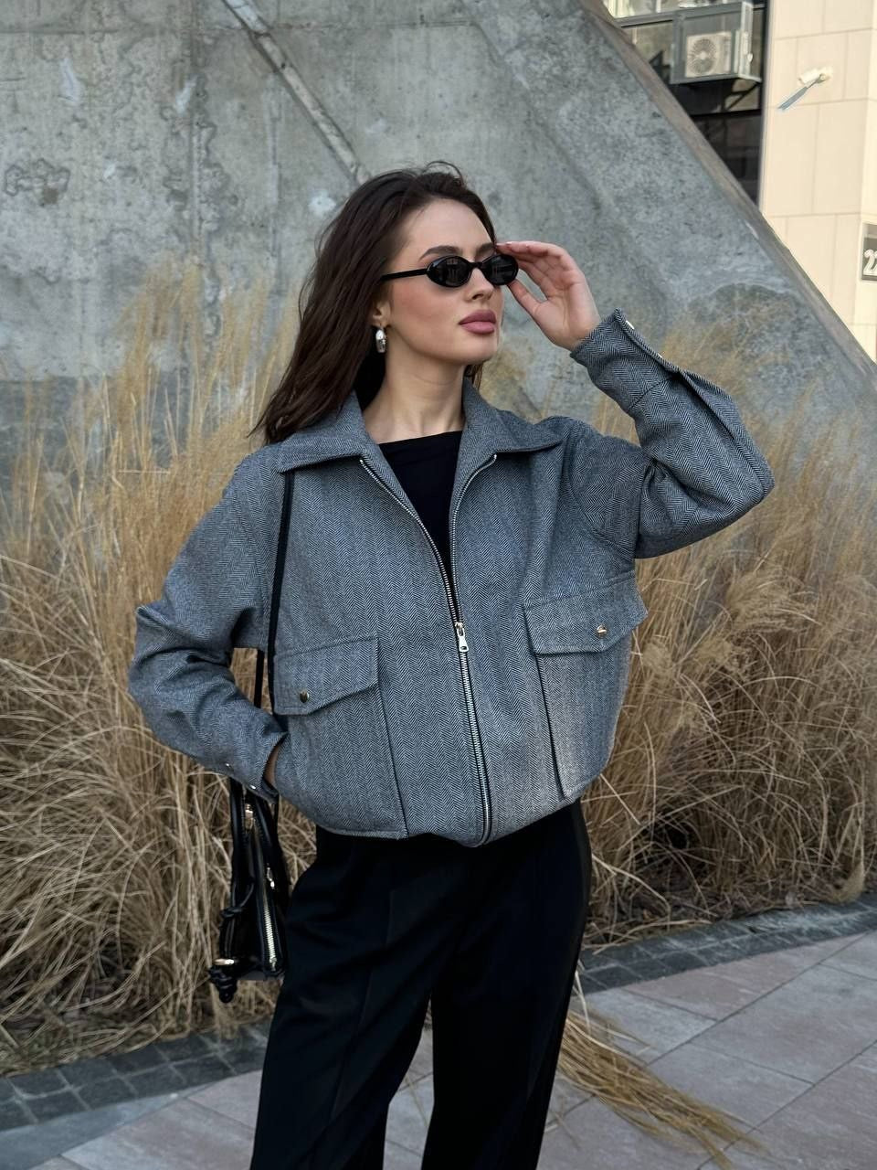 Azali Cashmere Bomber Jacket – Soft Structured Zip Jacket