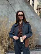 Azali Cashmere Bomber Jacket – Soft Structured Zip Jacket