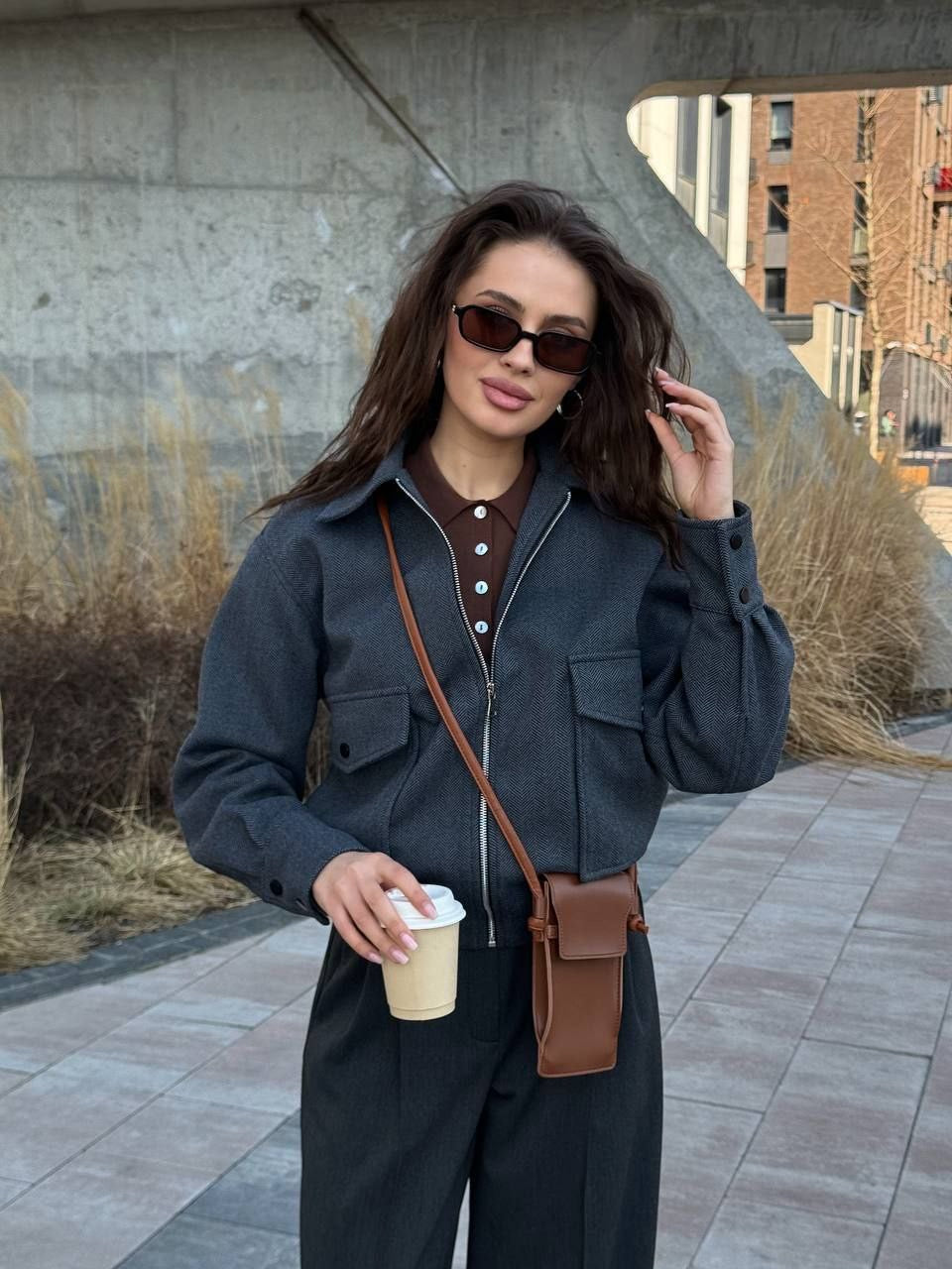 Azali Cashmere Bomber Jacket – Soft Structured Zip Jacket