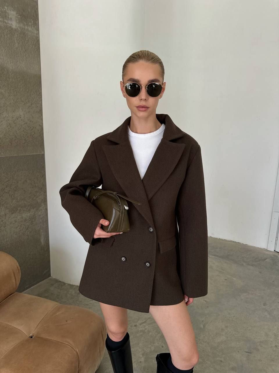 Wool Blend Coat – Belted Short Coat