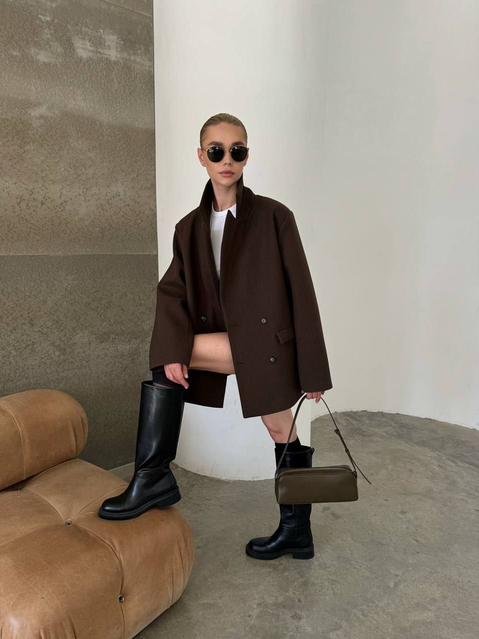 Wool Blend Coat – Belted Short Coat