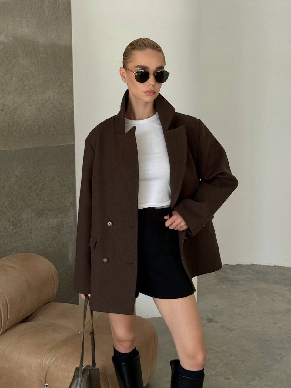 Wool Blend Coat – Belted Short Coat