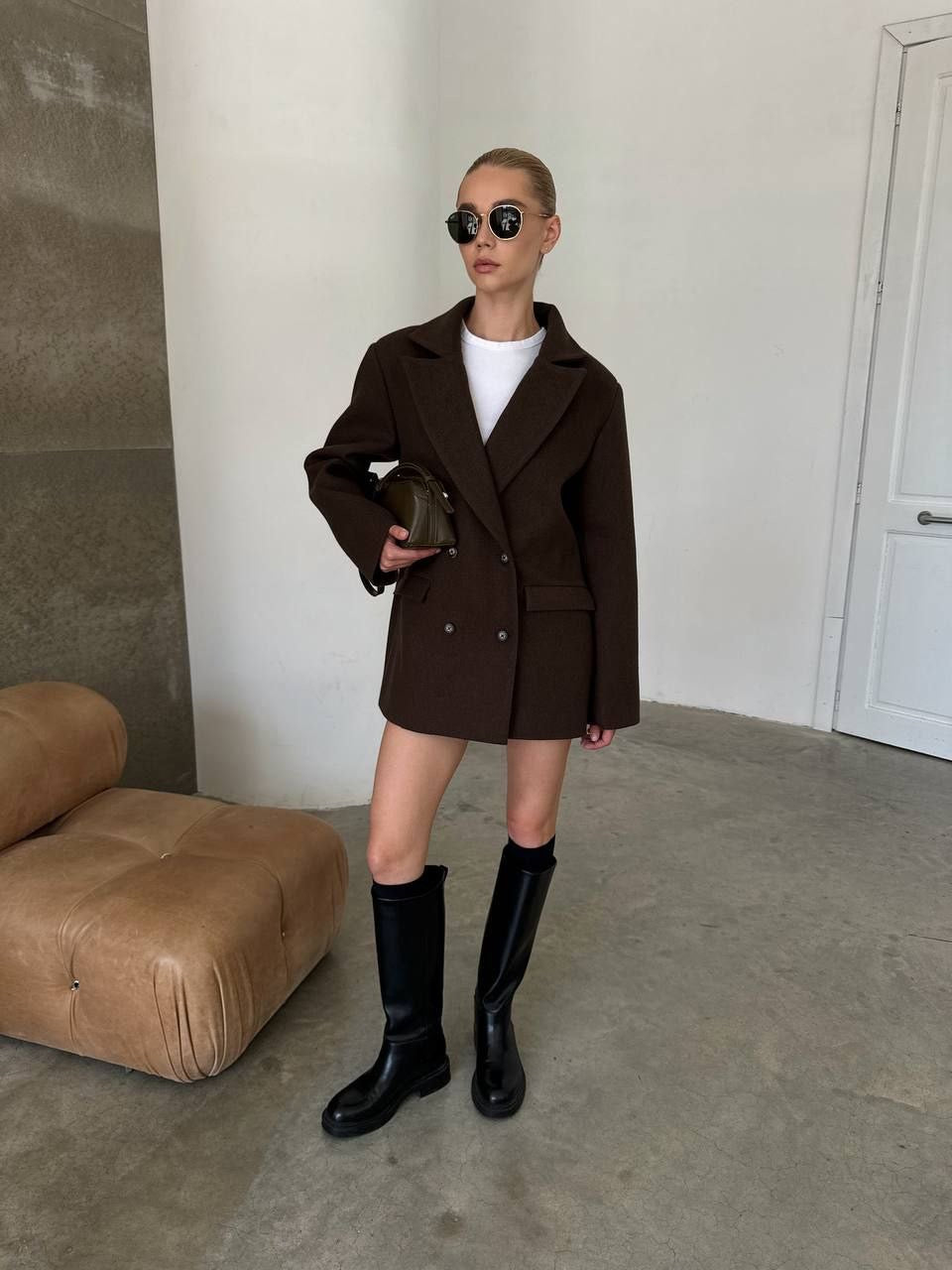 Wool Blend Coat – Belted Short Coat